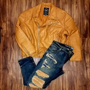 Faux leather Jacket and Jeans